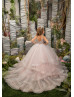 Beaded Ruffle Tulle Floor Length Flower Girl Dress
